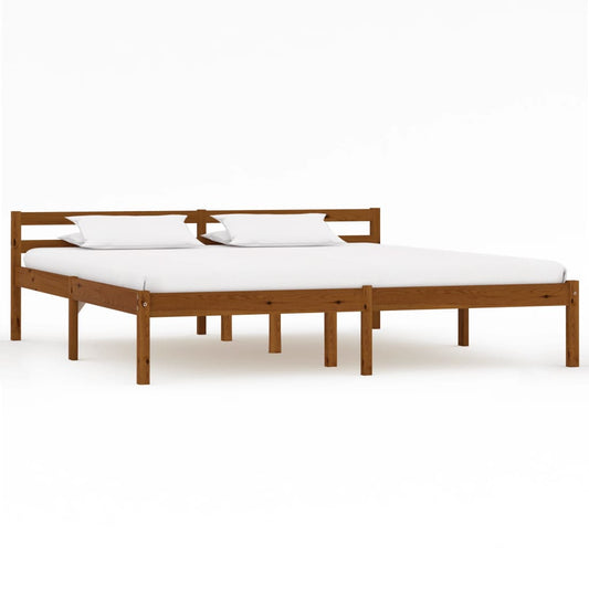vidaXL Bed Frame Honey Brown Solid Pine Wood 160x200 cm