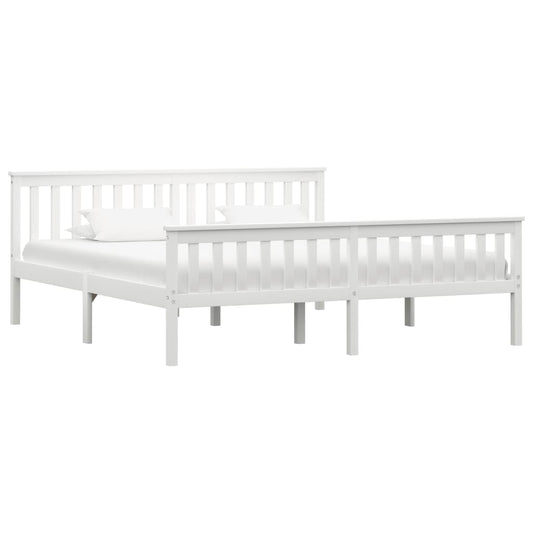 vidaXL Bed Frame White Solid Pinewood 180x200 cm 6FT Super King