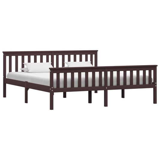 vidaXL Bed Frame Dark Brown Solid Pinewood 180x200 cm 6FT Super King