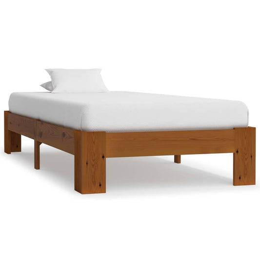 vidaXL Bed Frame Light Brown Solid Pine Wood 90x200 cm
