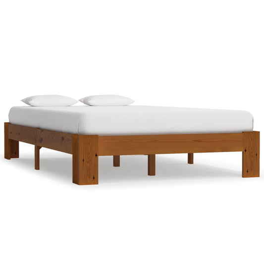 vidaXL Bed Frame Light Brown Solid Pine Wood 140x200 cm