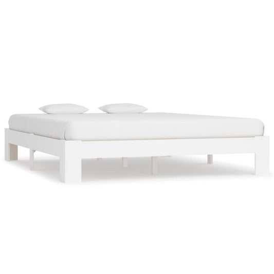 vidaXL Bed Frame White Solid Pine Wood 160x200 cm