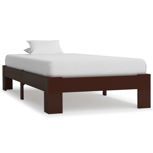 vidaXL Bed Frame Dark Brown Solid Pine Wood 100x200 cm