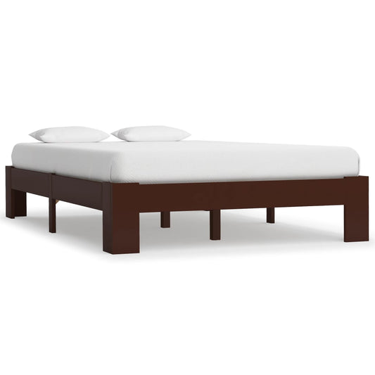 vidaXL Bed Frame Dark Brown Solid Pine Wood 140x200 cm