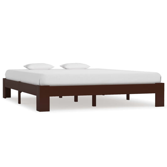 vidaXL Bed Frame Dark Brown Solid Pine Wood 180x200 cm 6FT Super King