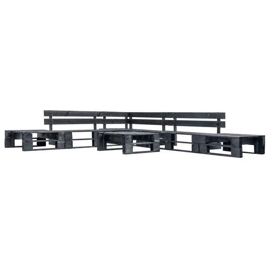 vidaXL 6 Piece Garden Pallet Lounge Set Black Wood