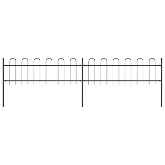 vidaXL Garden Fence with Hoop Top Steel 3.4x0.6 m Black