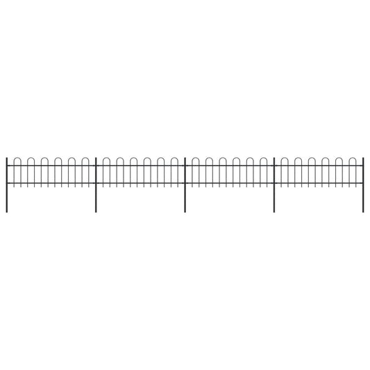 vidaXL Garden Fence with Hoop Top Steel 6.8x0.6 m Black