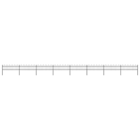 vidaXL Garden Fence with Hoop Top Steel 13.6x0.6 m Black