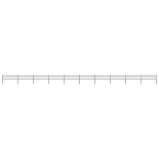 vidaXL Garden Fence with Hoop Top Steel 17x0.6 m Black