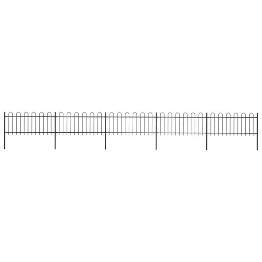 vidaXL Garden Fence with Hoop Top Steel 8.5x0.8 m Black