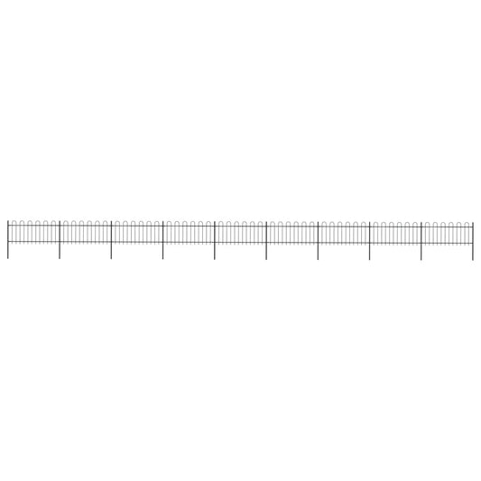 vidaXL Garden Fence with Hoop Top Steel 15.3x0.8 m Black