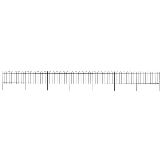 vidaXL Garden Fence with Hoop Top Steel 11.9x1 m Black