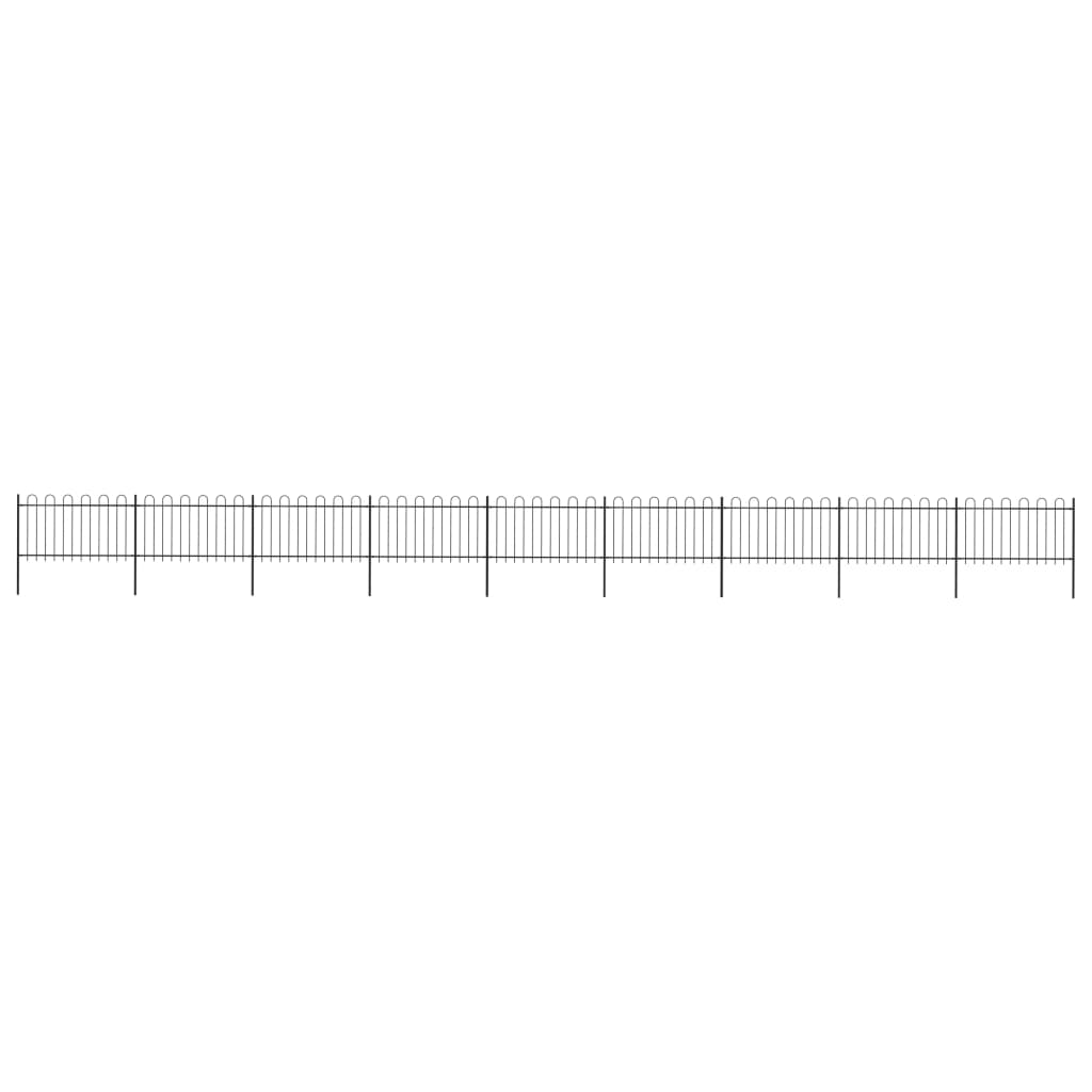 vidaXL Garden Fence with Hoop Top Steel 15.3x1 m Black