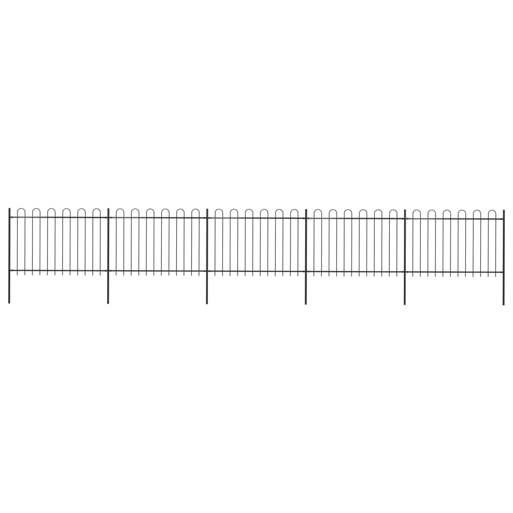 vidaXL Garden Fence with Hoop Top Steel 8.5x1.2 m Black