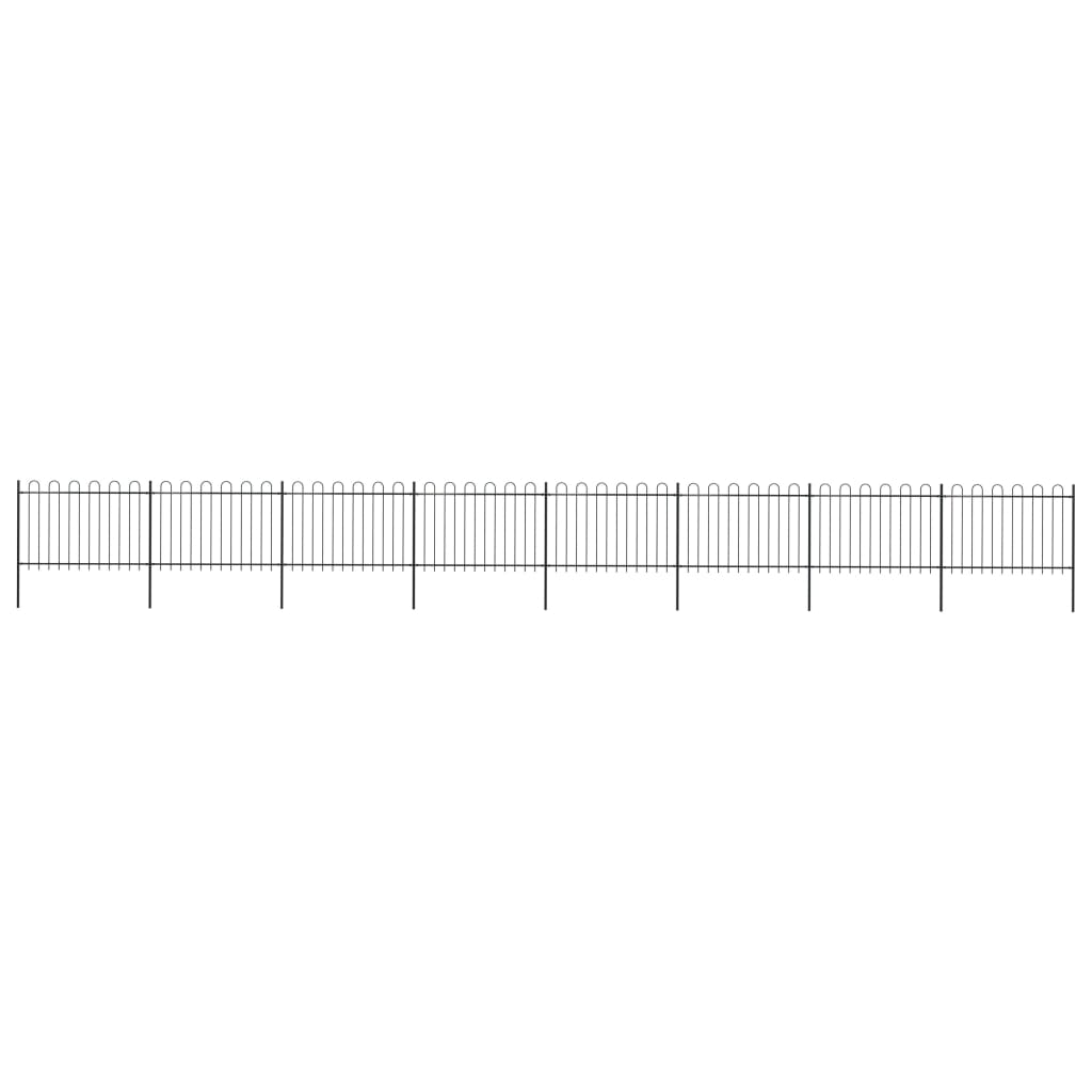 vidaXL Garden Fence with Hoop Top Steel 13.6x1.2 m Black