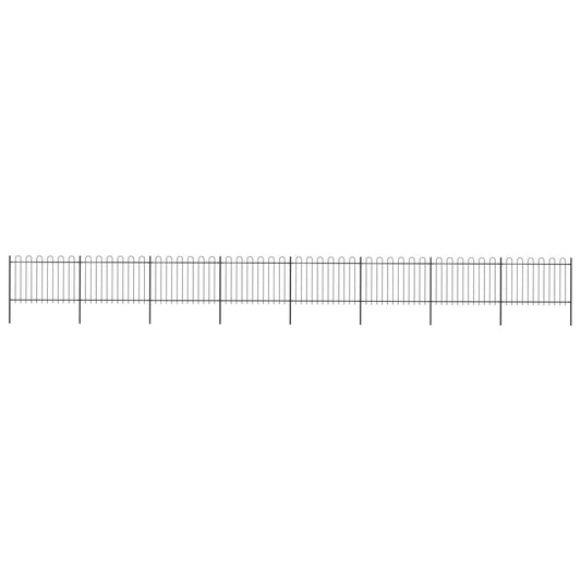 vidaXL Garden Fence with Hoop Top Steel 13.6x1.2 m Black