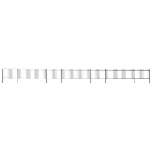 vidaXL Garden Fence with Hoop Top Steel 17x1.2 m Black