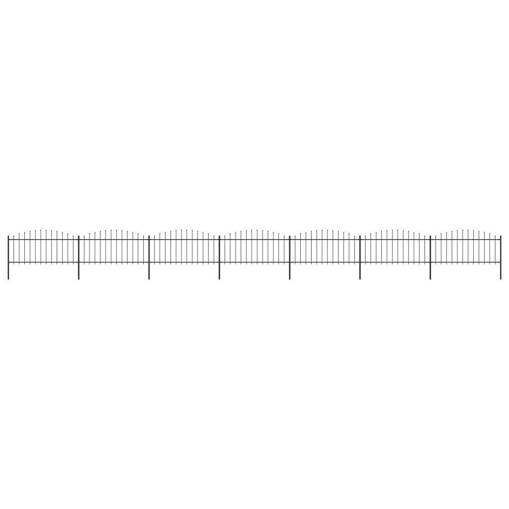vidaXL Garden Fence with Spear Top Steel (0.5-0.75)x11.9 m Black