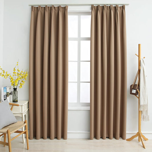 vidaXL Blackout Curtains with Hooks 2 pcs Taupe 140x245 cm