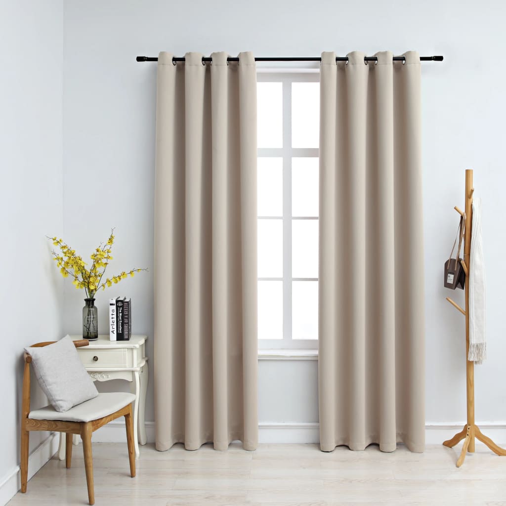 vidaXL Blackout Curtains with Metal Rings 2 pcs Beige 140x245 cm