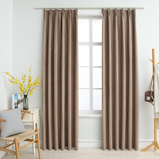 vidaXL Blackout Curtains with Hooks 2 pcs Taupe 140x225 cm