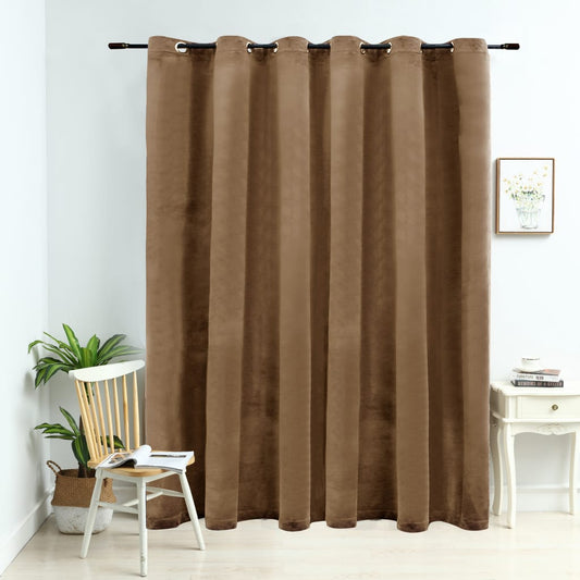 vidaXL Blackout Curtain with Metal Rings Velvet Beige 290x245 cm