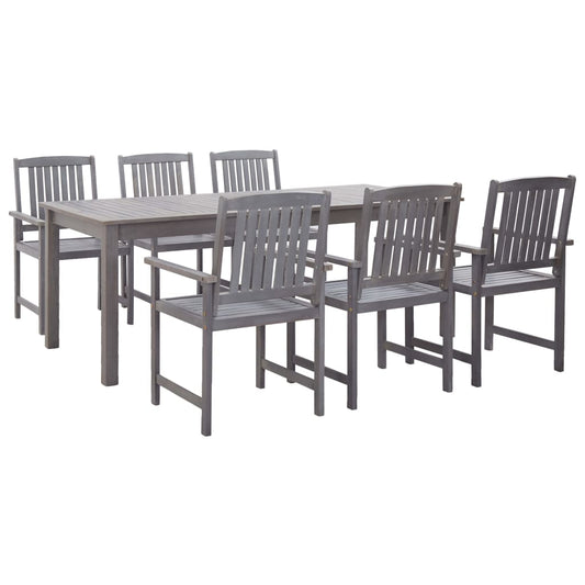 vidaXL 7 Piece Outdoor Dining Set Grey Solid Acacia Wood