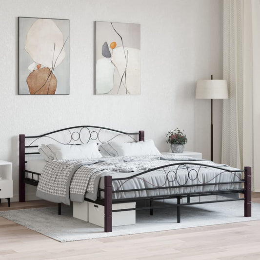 vidaXL Bed Frame Black Metal 160x200 cm