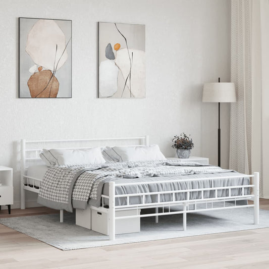 vidaXL Bed Frame White Metal 160x200 cm