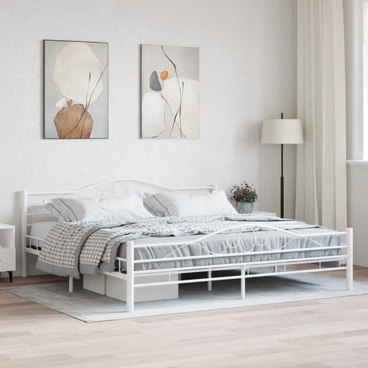 vidaXL Bed Frame White Metal 180x200 cm 6FT Super King