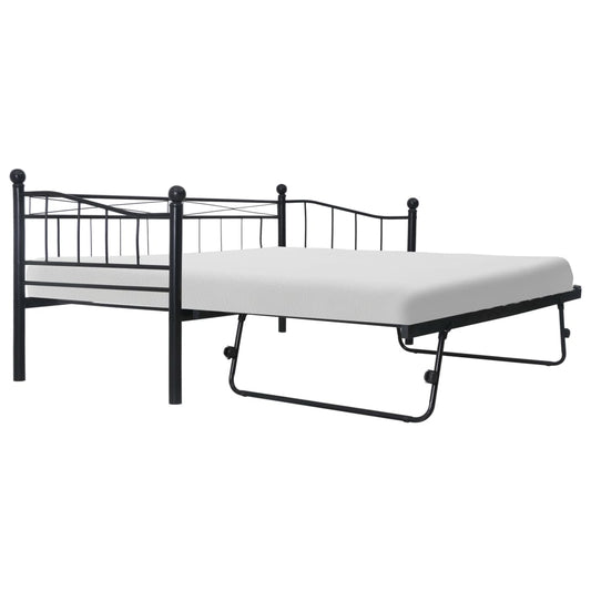 vidaXL Bed Frame Black Steel 180x200/90x200 cm 6FT Super King