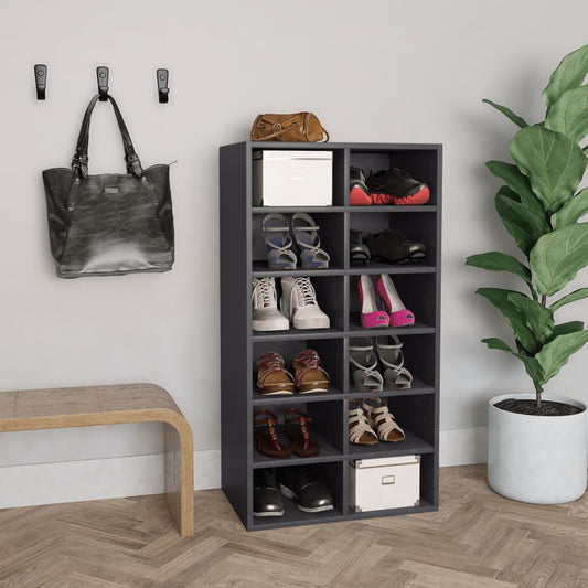 vidaXL Shoe Rack Grey 54x34x100.5 cm Engineered Wood