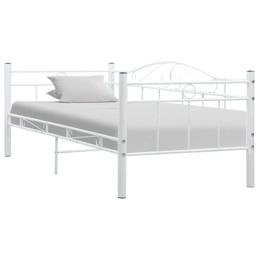 vidaXL Bed Frame White Metal 90x200 cm