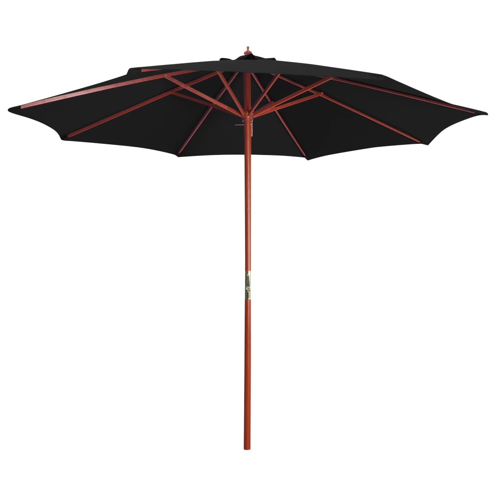 vidaXL Parasol with Wooden Pole 300x258 cm Black