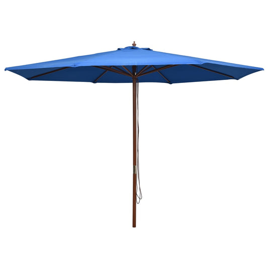 vidaXL Outdoor Parasol with Wooden Pole 350 cm Blue