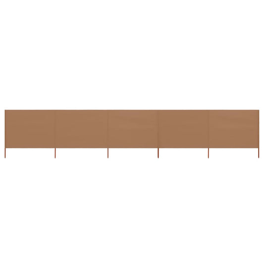 vidaXL 5-panel Wind Screen Fabric 600x80 cm Taupe