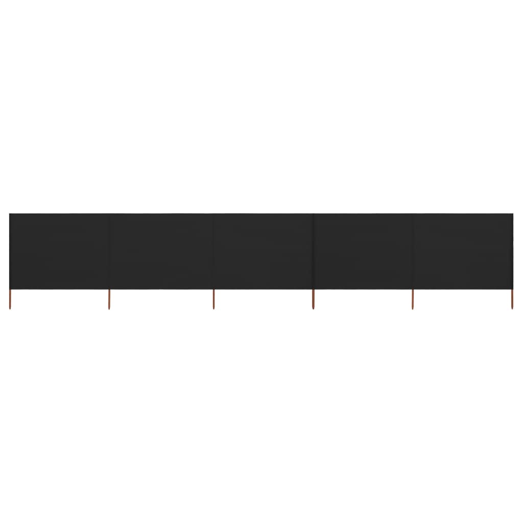 vidaXL 5-panel Wind Screen Fabric 600x80 cm Black
