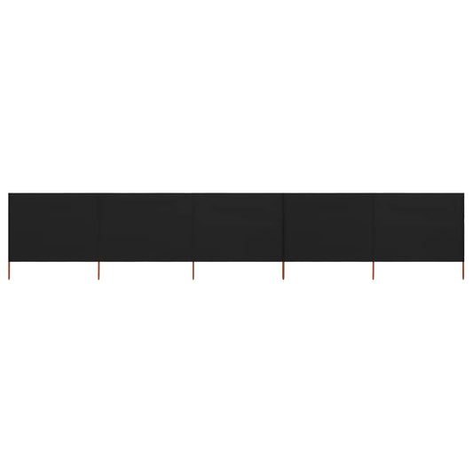 vidaXL 5-panel Wind Screen Fabric 600x80 cm Black