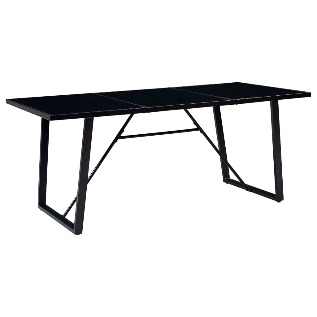 vidaXL Dining Table Black 180x90x75 cm Tempered Glass