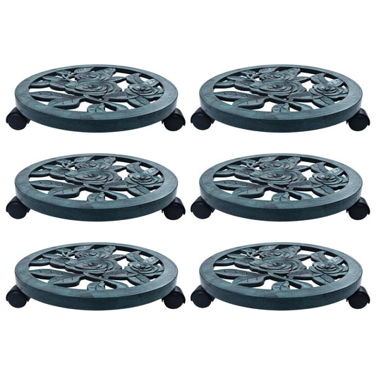 vidaXL Plant Trolleys 6 pcs Green 38 cm Plastic