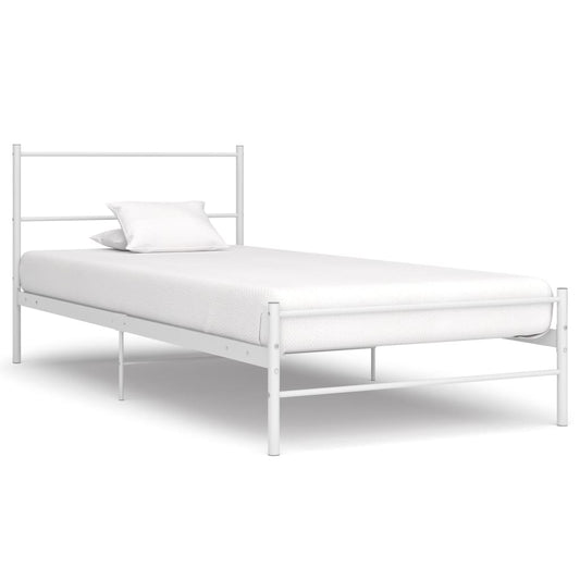 vidaXL Bed Frame White Metal 90x200 cm