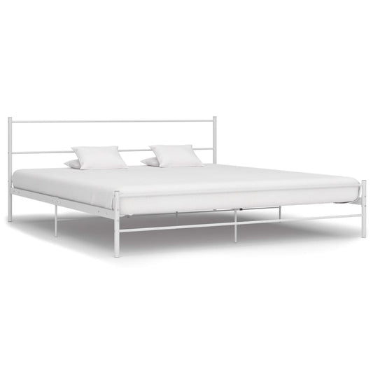 vidaXL Bed Frame White Metal 160x200 cm