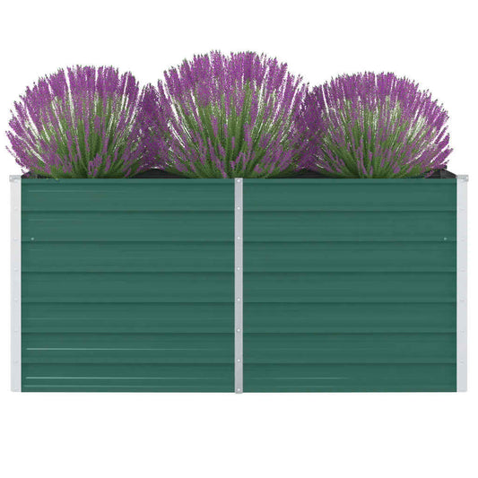 vidaXL Raised Garden Bed 160x80x77 cm Galvanised Steel Green