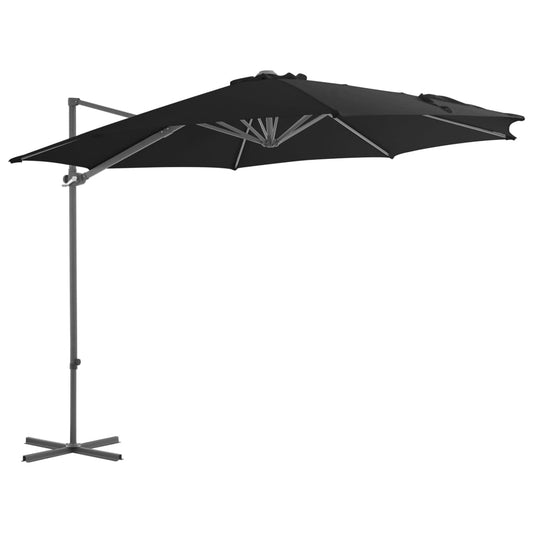 vidaXL Cantilever Umbrella with Steel Pole Black 300 cm
