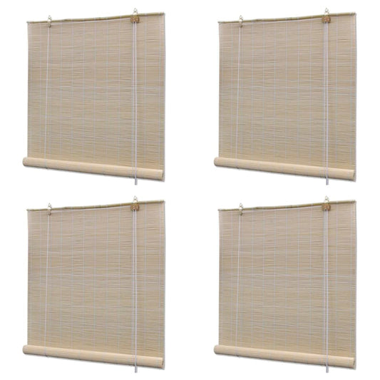 vidaXL Bamboo Roller Blinds 4 pcs 120x160 cm Natural