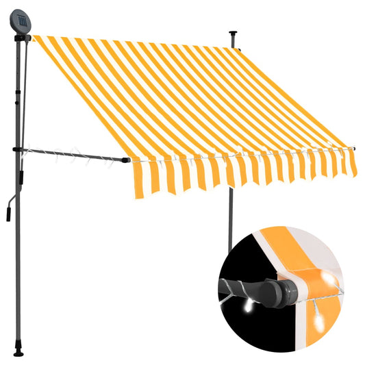 vidaXL Manual Retractable Awning with LED 150 cm White and Orange