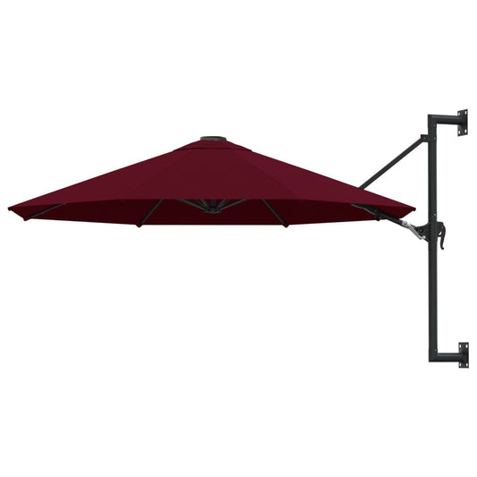 vidaXL Wall-Mounted Parasol with Metal Pole 300 cm Burgundy