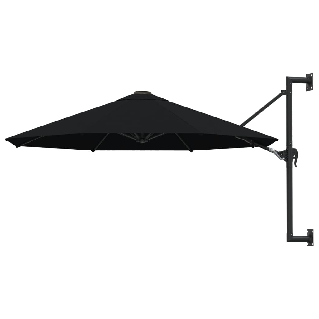 vidaXL Wall-Mounted Parasol with Metal Pole 300 cm Black