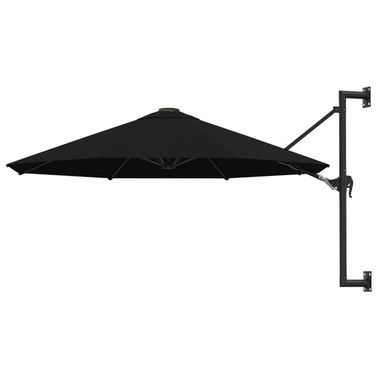 vidaXL Wall-Mounted Parasol with Metal Pole 300 cm Black